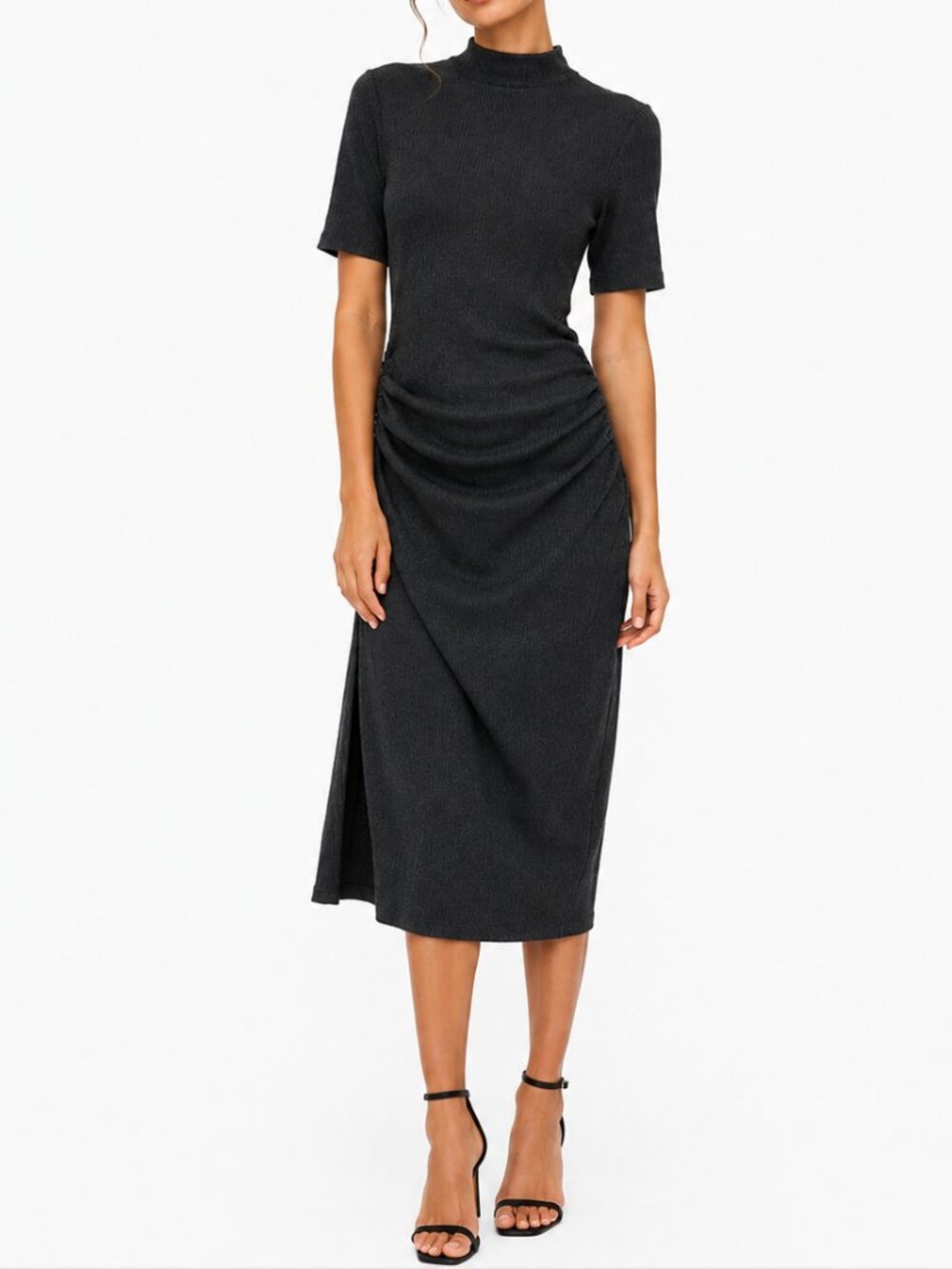 Zara Bodycon Ruched Midi Dress (Size M)